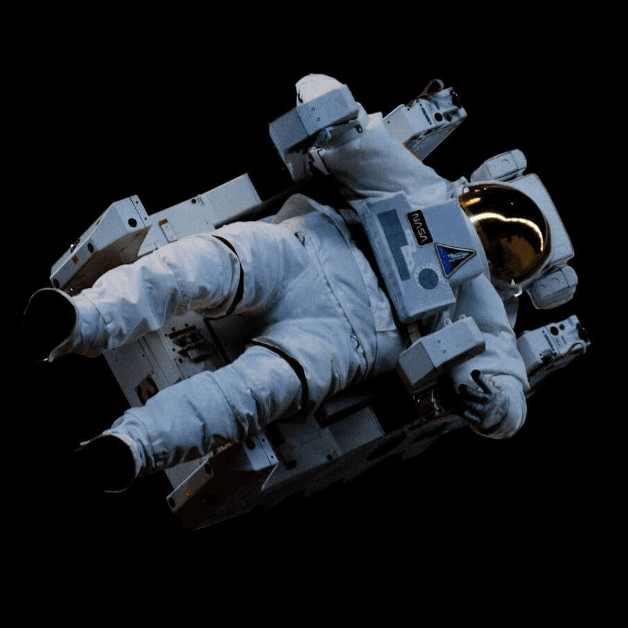 NASA astronaut in space suit floating in space